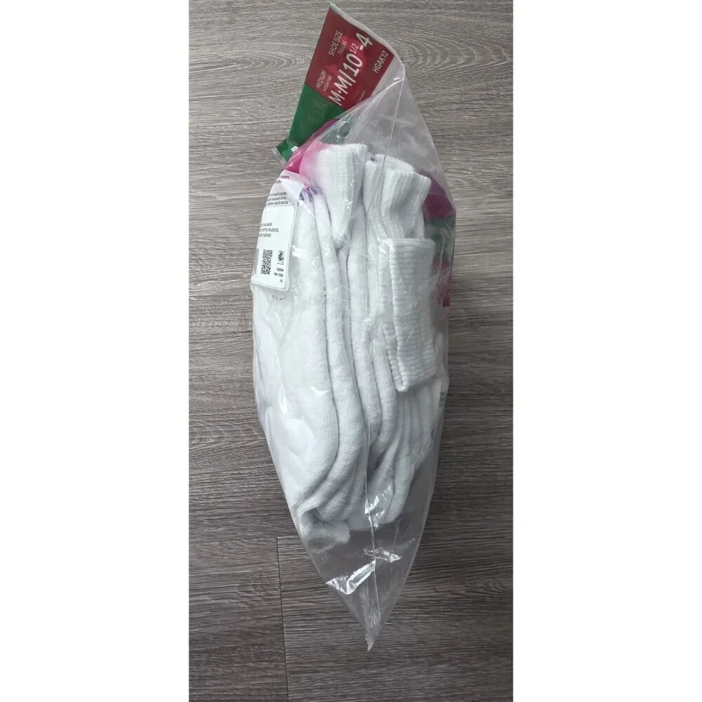 Hanes‎ Girls 11 Pairs White Ankle Socks Size M 10.5-4 Cushioned
